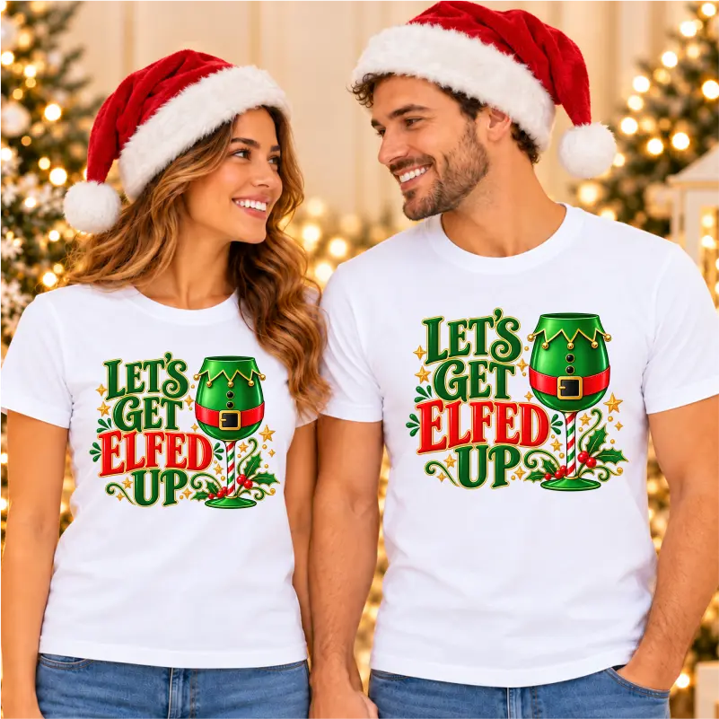 Tricouri-cuplu-set-personalizat-cu-mesajul-Let's-get-elfed-up-1 [1]
