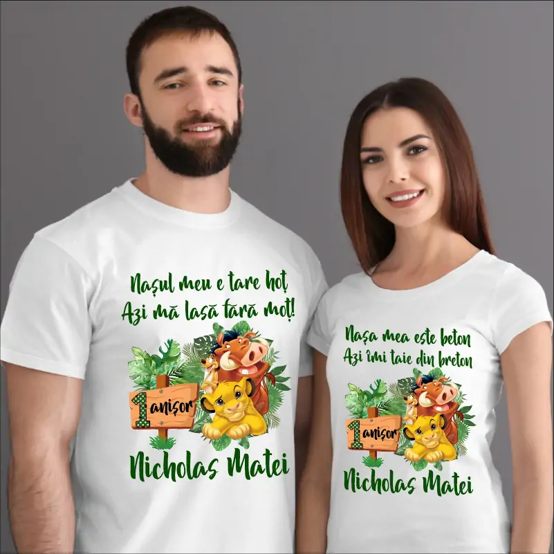 Mot - Tricouri-personalizate-1-an-model-jungle-leu-Simba-pentru-nasi