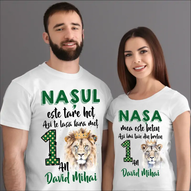 Cadouri pentru Nasi - Tricouri-personalizate-1-an-model-Regele-leu-pentru-nasi