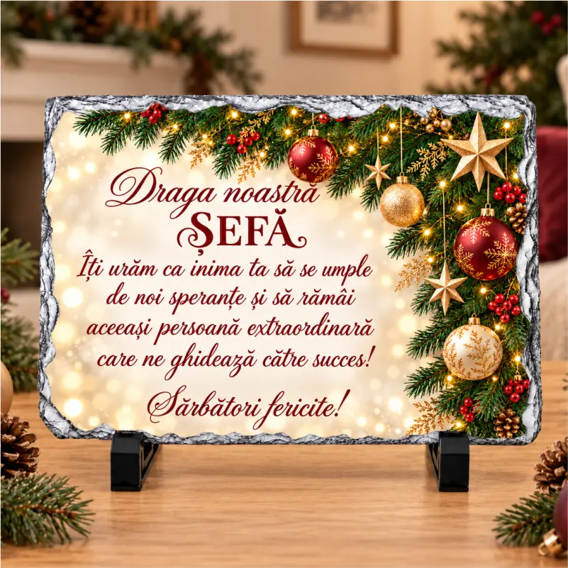 Placheta personalizata pentru Sefa/Manager cu tematica de Craciun