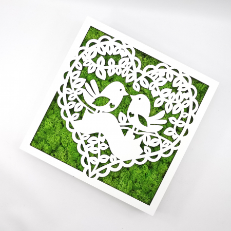Cadouri - Rama-cutiuta cu licheni - Love with birds 2