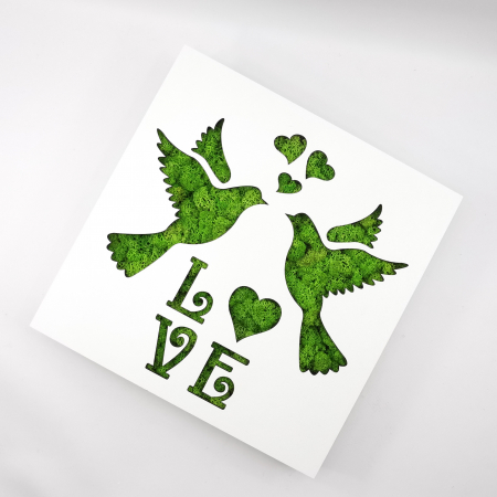 Cadouri - Rama-cutiuta cu licheni - Love with birds