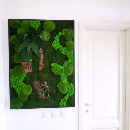 Tablou cu muschi,plante stabilizate, licheni si scoarta decorativa - 110x80cm [2]
