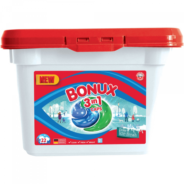 Detergent capsule Bonux 3in1 Polar Ice Fresh, 22 capsule, 22 spalari [1]