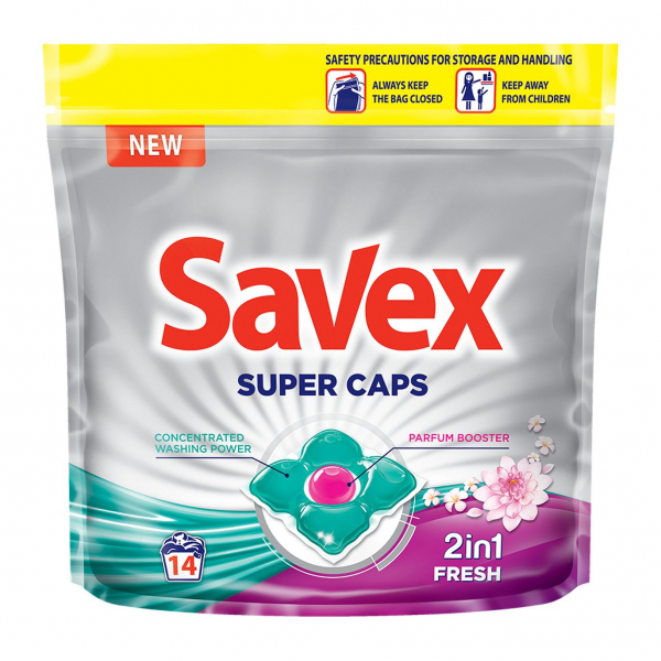 Detergent Capsule Savex 2in1 Fresh, 14 spalari, 14 capsule [1]