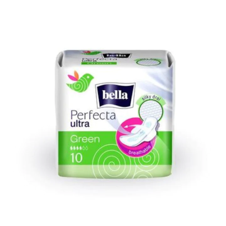 Absorbante menstruatie Bella Perfecta Ultra Green 4 picaturi cu aripioare, 10 bucati [1]