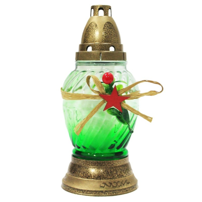 Candela din sticla Craciun cu Funda si Steluta [1]