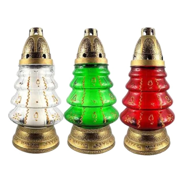 Candela din sticla in Forma de Brad cu Stelute [1]