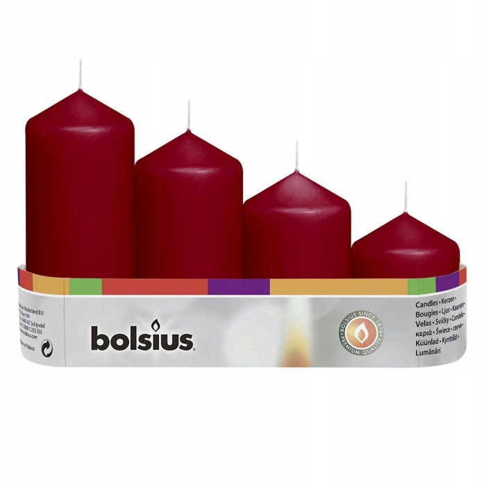 Lumanari stalp dimensiuni diferite Rosu Metalizat, 4 bucati [1]