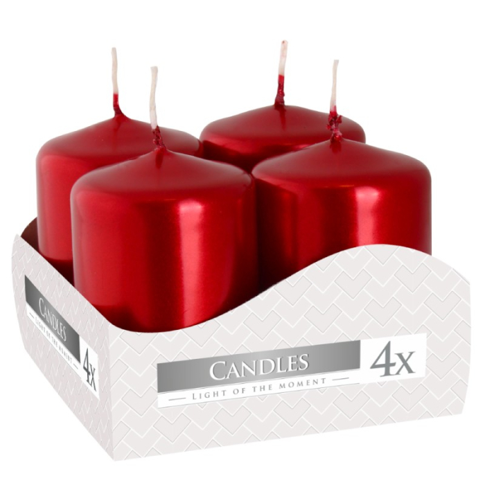 Lumanari stalp Rosu Metalizat, 4 bucati [1]
