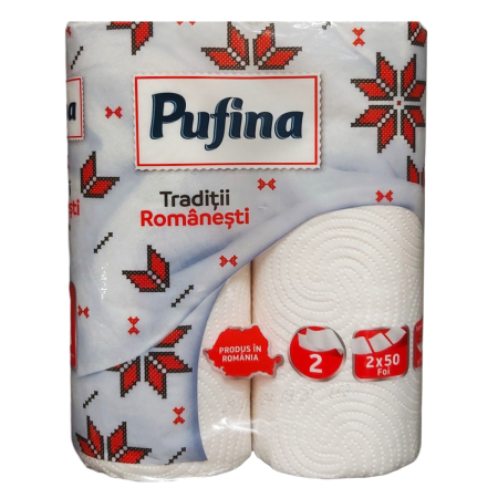Prosoape de Hartie & Servetele - Prosop pentru bucatarie Pufina Traditii Romanesti, 2 straturi, 2 role