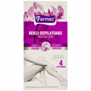 Igiena Intima - Benzi depilatoare pentru corp Farmec cu Extract de Orhidee, 14 bucati