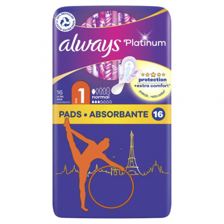 Igiena Intima - Absorbante Always Platinum Normal, M1, 16 bucati