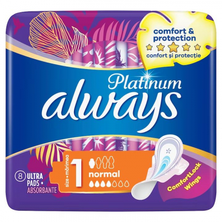 Igiena Intima - Absorbante Always Platinum Normal, M1, 8 bucati