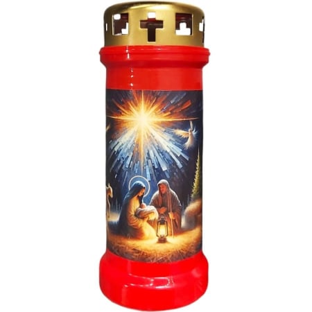 Lumanari & Candele - Candela cu capac Nasterea Domnului Rosu