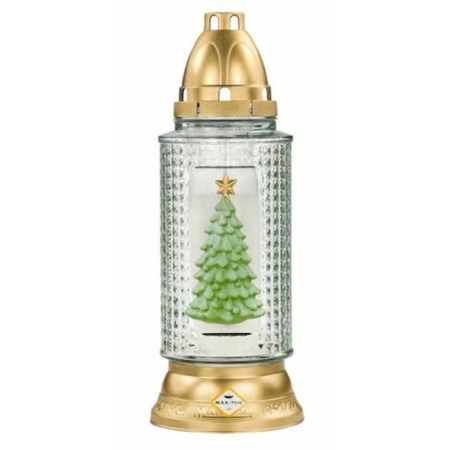 Lumanari & Candele - Candela din sticla Craciun cu Bradut Verde