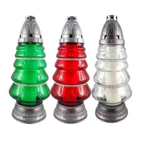 Lumanari & Candele - Candela din sticla in Forma de Brad cu Pietricele