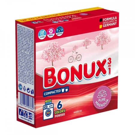Detergent Rufe Pudra - Detergent automat Bonux Pure Magnolia, 6 spalari, 390gr