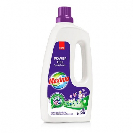 Detergent Rufe Lichid - Detergent lichid Sano Maxima Power Gel Spring Flowers, 20 spalari, 1L