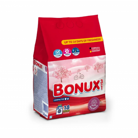 Produse Curatenie - Detergent rufe automat, Bonux 3in1 Magnolia, 18 spalari, 1.17Kg