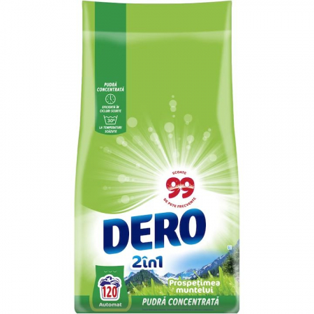 Detergent Rufe Pudra - Detergent rufe automat Dero 2in1 Prospetimea Muntelui, 120 spalari, 9Kg