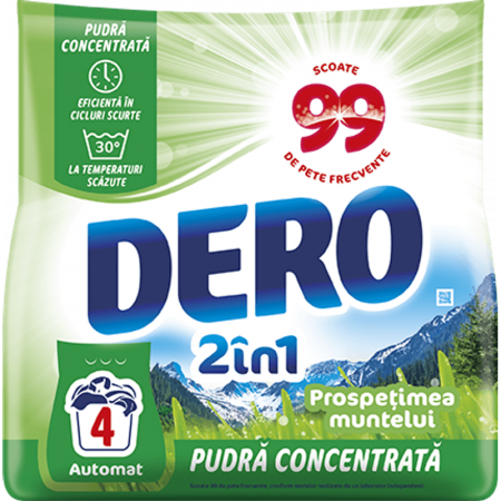 Produse Curatenie - Detergent rufe automat Dero 2in1 Prospetimea muntelui, 4 spalari, 300g
