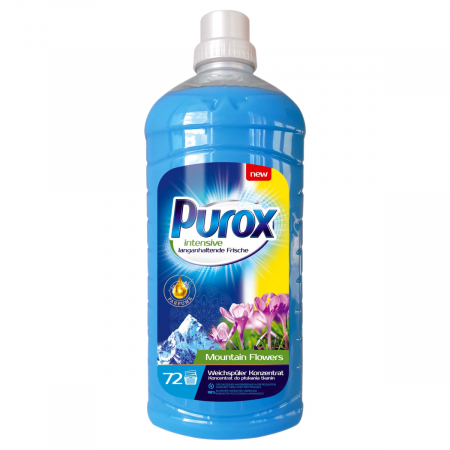 Detergent Rufe Lichid - Balsam de rufe Purox Mountain Flowers, 72 spalari, 1.8L