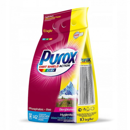 Detergent Rufe Pudra - Detergent rufe pudra Purox Color, 142 spalari, 10Kg
