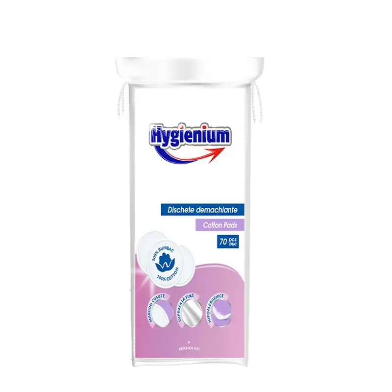 Demachiant - Dischete demachiante Hygienium bumbac, 70 bucati