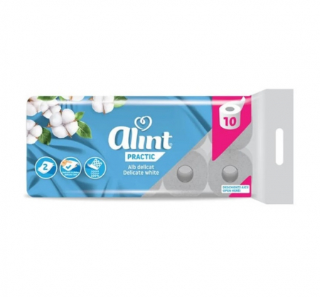 Baie & Toaleta - Hartie igienica Alint Practic Delicate White, 2 straturi, 10 role