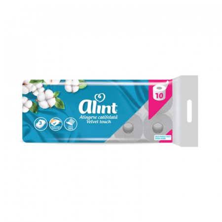 Baie & Toaleta - Hartie igienica Alint Velvet Touch, 3 straturi, 10 role