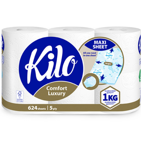 Produse Curatenie - Hartie igienica Kilo Confort Luxury, 5 straturi, 6 role