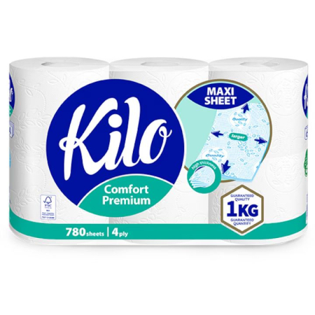 Hartie Igienica - Hartie igienica Kilo Confort Premium, 4 straturi, 6 role