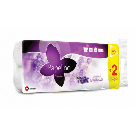 Prosoape de Hartie & Servetele - Hartie igienica Papelino Finesse Lavanda, 3 straturi, 10 role
