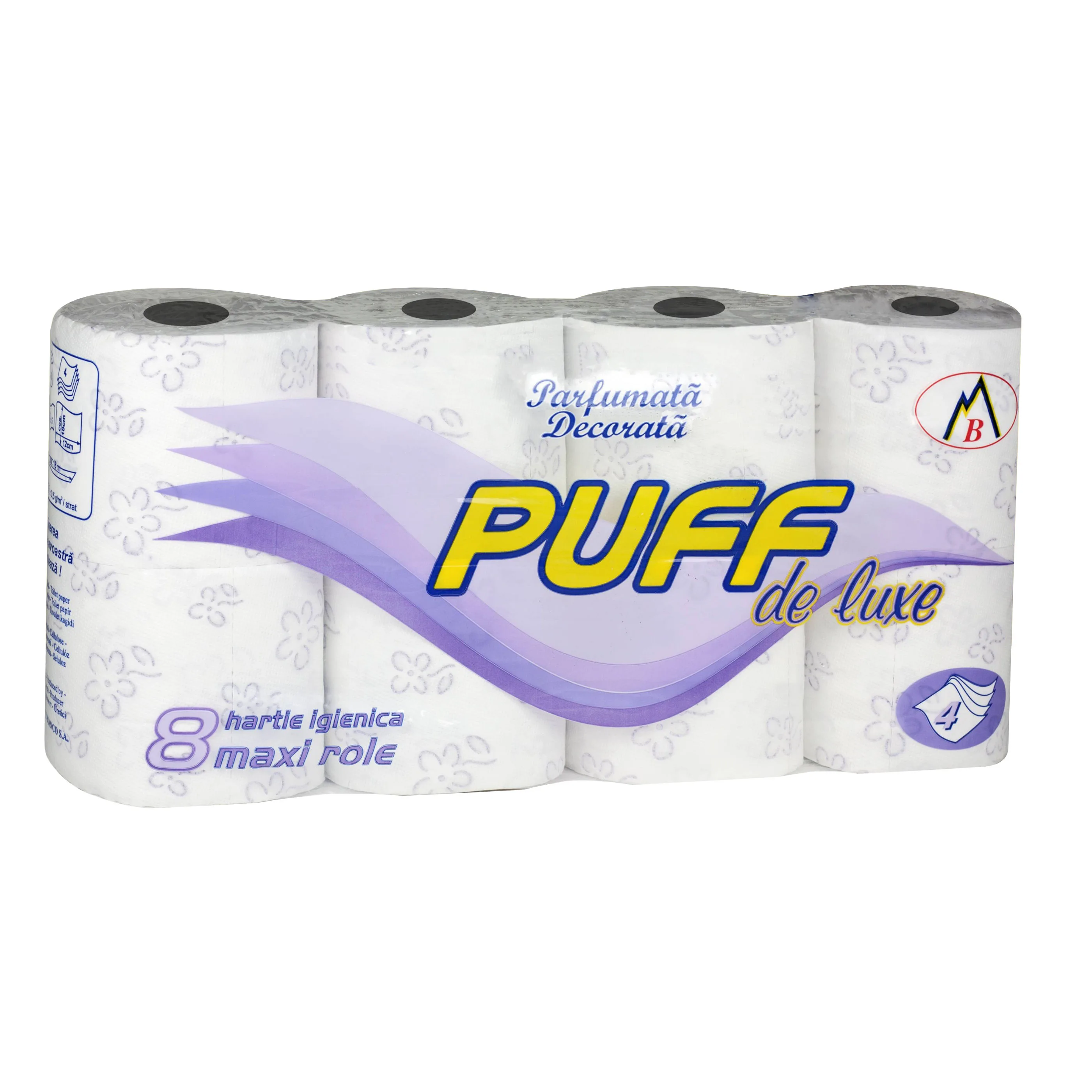 Baie & Toaleta - Hartie igienica Puff de luxe, 4 straturi, 8 role