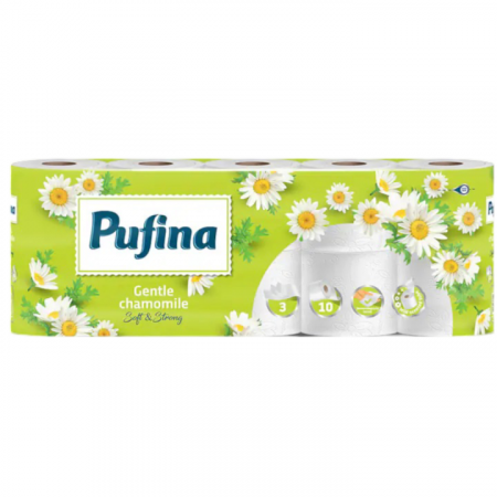 Baie & Toaleta - Hartie igienica Pufina Soft Musetel, 3 straturi, 10 role