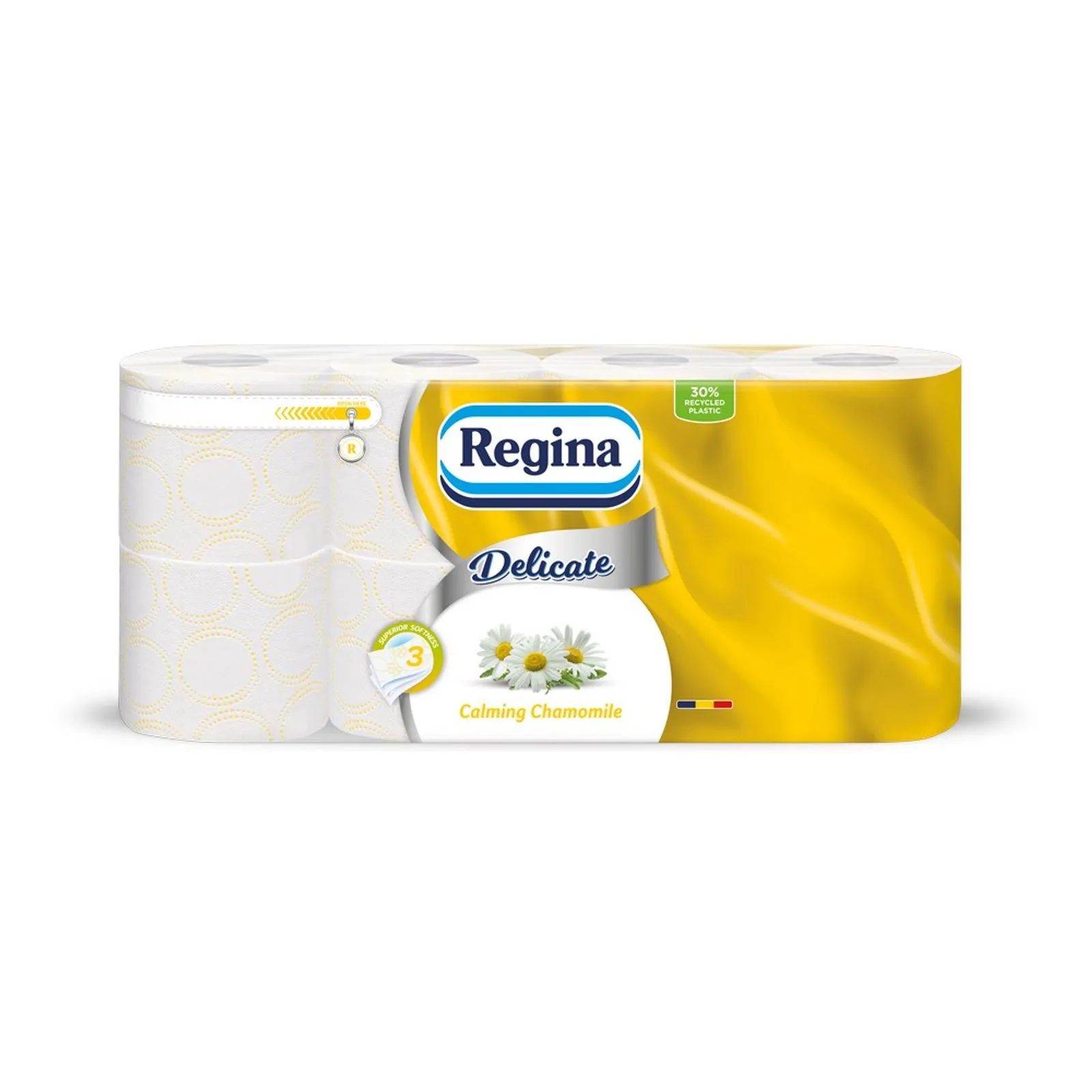 Baie & Toaleta - Hartie igienica Regina Delicate Chamomilla, 3 straturi, 8 role