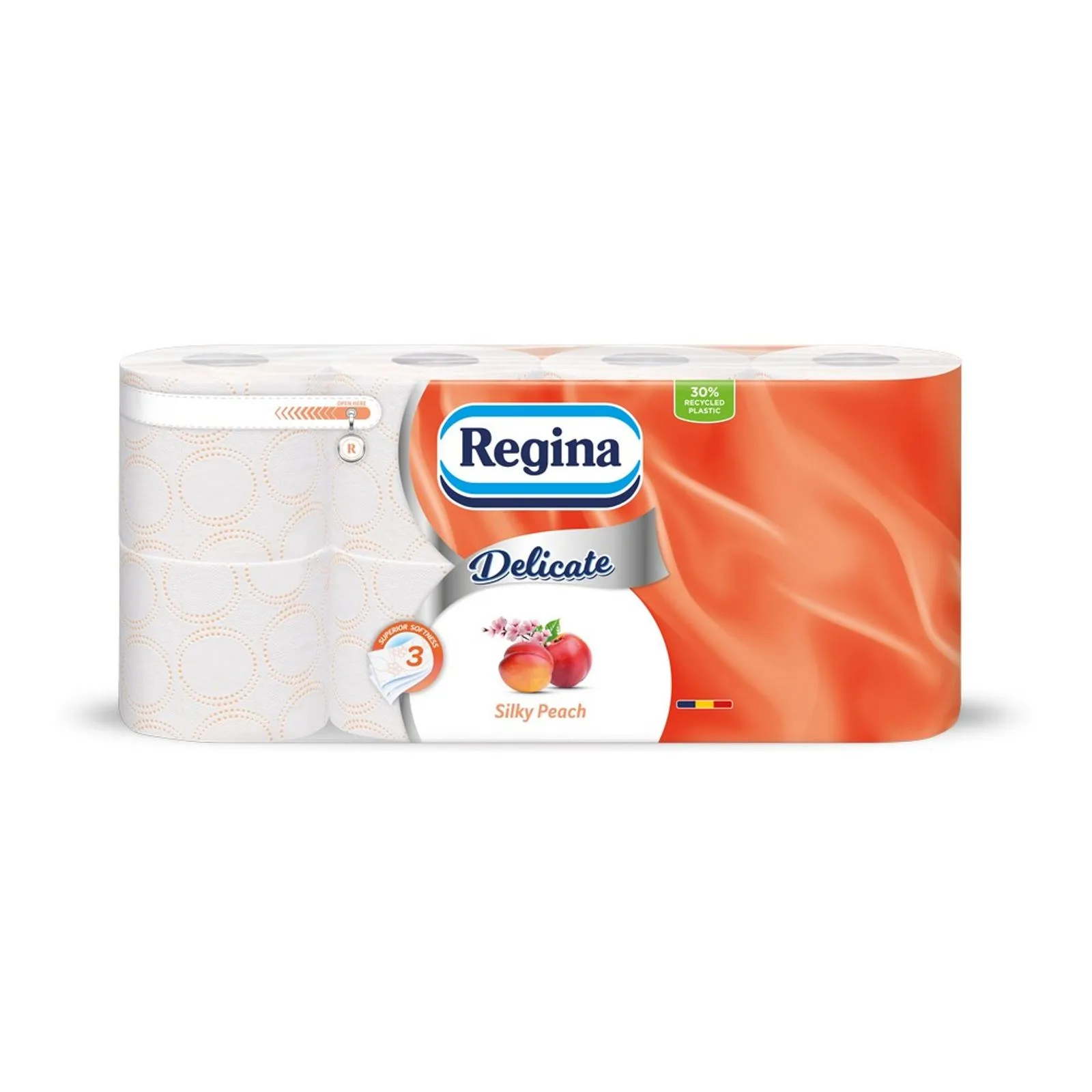 Baie & Toaleta - Hartie igienica Regina Delicate Peach, 3 straturi, 8 role