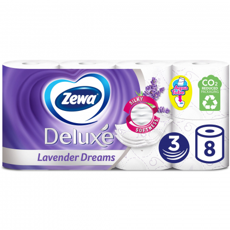 Baie & Toaleta - Hartie igienica Zewa Deluxe Lavender Dreams, 3 straturi, 8 role