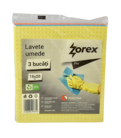 Accesorii Bucatarie - Lavete umede colorate Zorex, 18x20cm, 3 bucati