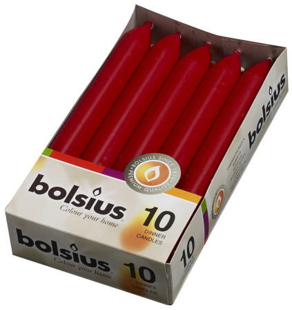 Lumanari & Candele - Lumanari conice festive Rosu, 10 bucati