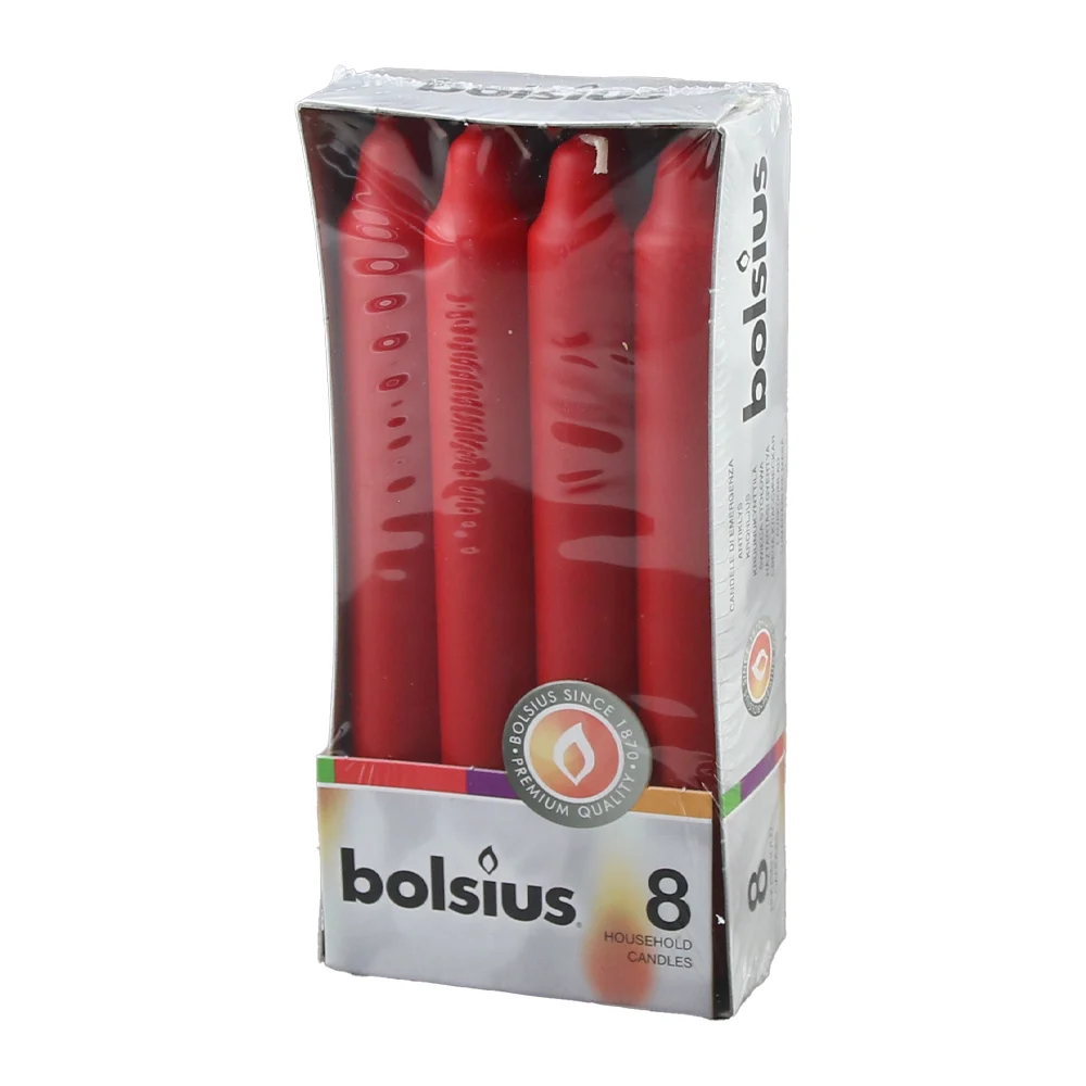 Lumanari & Candele - Lumanari conice festive Rosu, 8 bucati