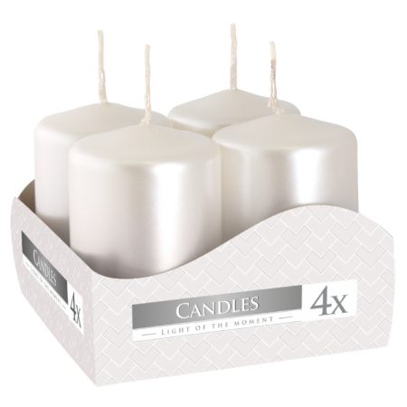 Lumanari & Candele - Lumanari stalp Alb Perla, 4 bucati