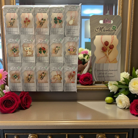 Ingrijire Personala - Martisor brosa cu snur alb rosu