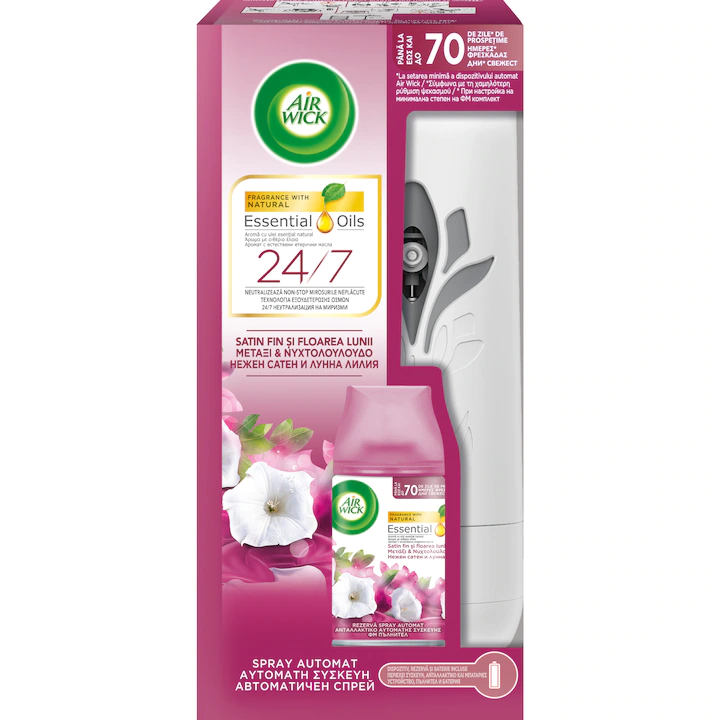 Odorizant Camera - Odorizant de camera Air Wick Freshmatic + Rezerva Smooth Satin & Moon Lily, 250ml