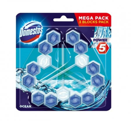 Baie & Toaleta - Odorizant pentru toaleta Domestos Power 5 Ocean, 3x55g