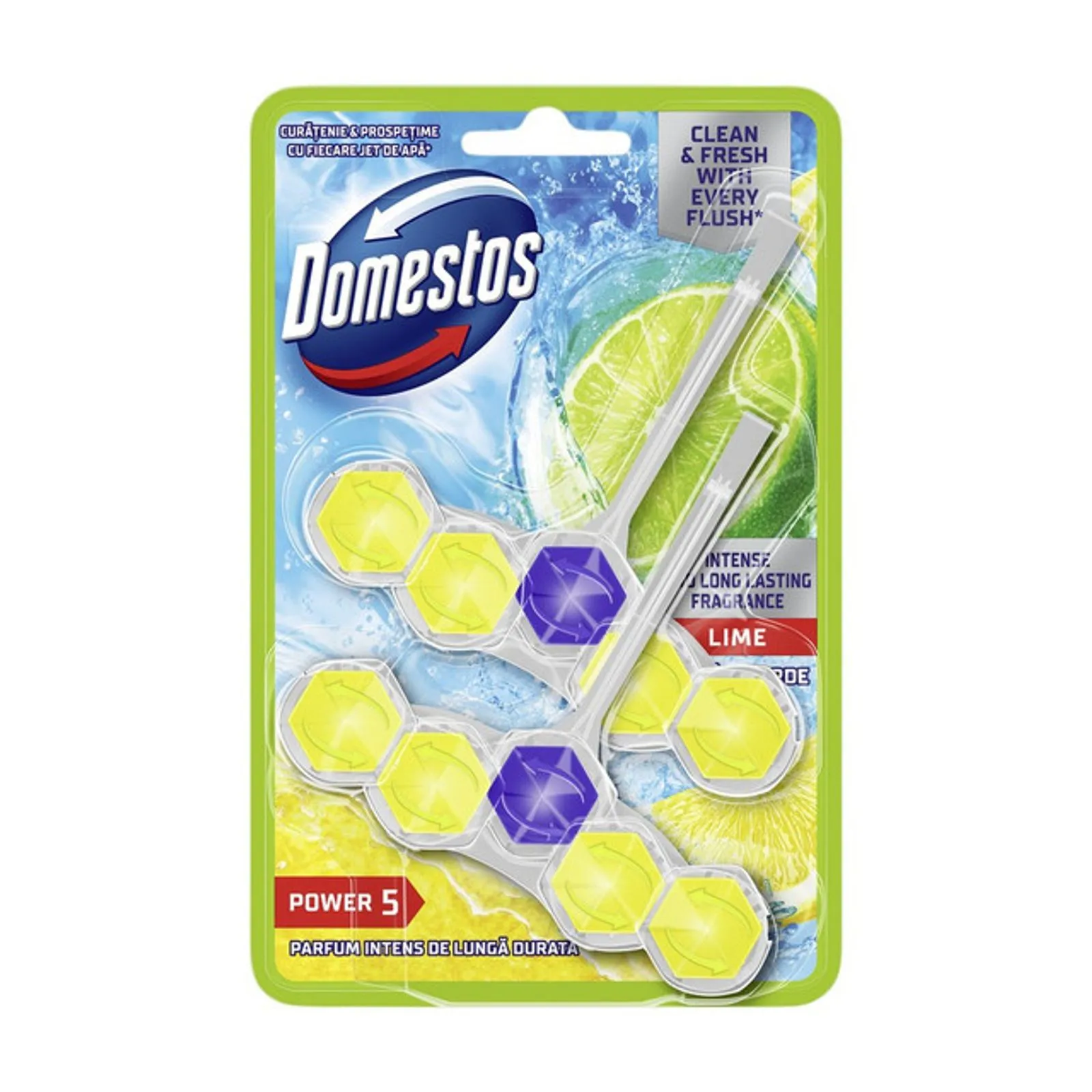 Baie & Toaleta - Odorizant toaleta Domestos Power 5 Lime, 2x50g