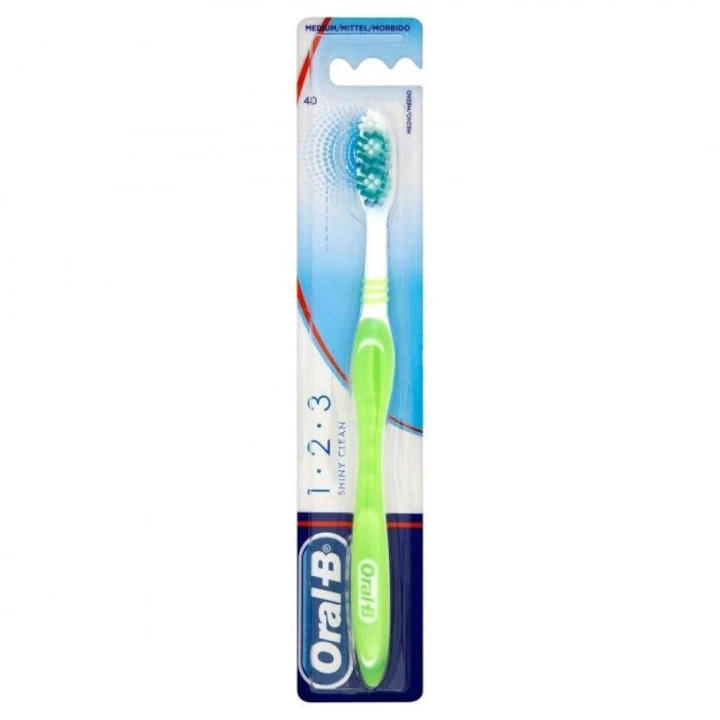 Periute de Dinti - Periuta de dinti Oral-B Shiny Clean, 40, Medium, Verde