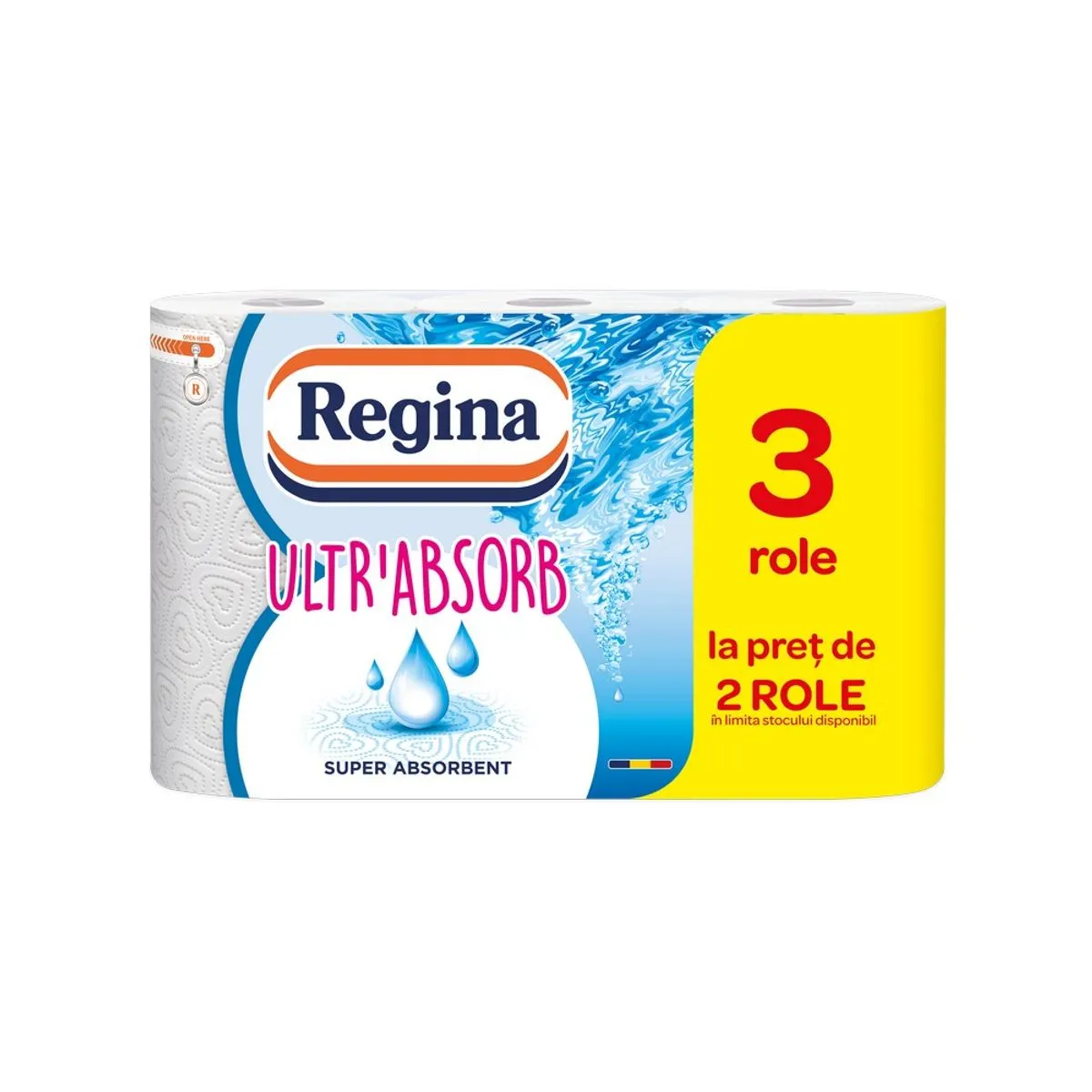Prosoape de Hartie & Servetele - Prosop de hartie pentru bucatarie Regina Ultr'Absorb, 3 straturi, 3 role