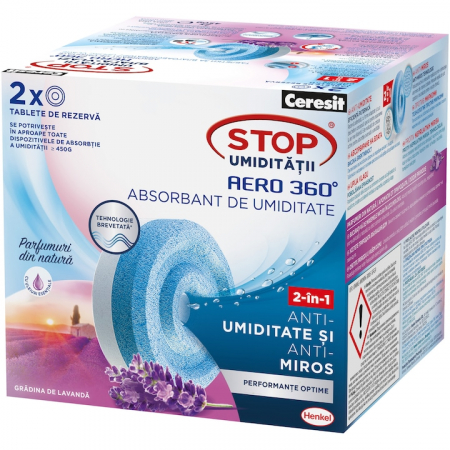 Curatare Baie - Rezerva absorbant umiditate Ceresit Aero 360 Gradina de lavanda, 2 bucati, 450g